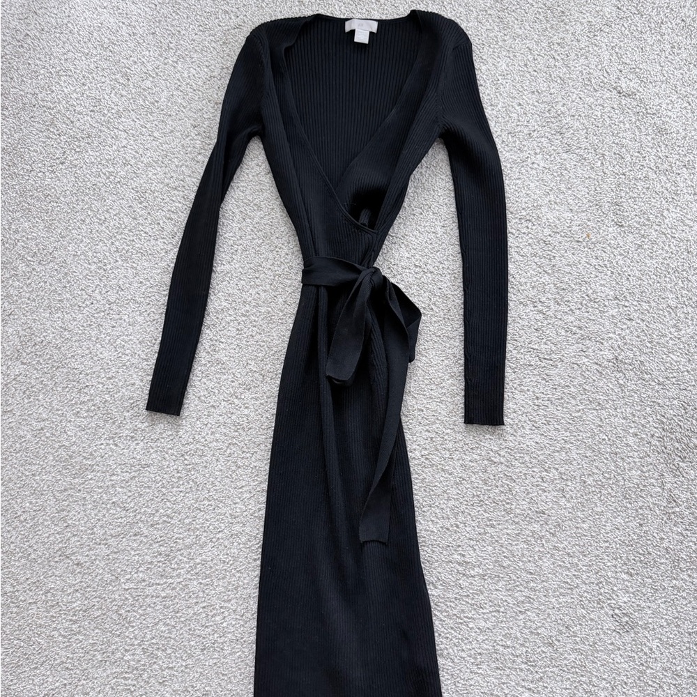 H&M Black Long Sleeve Wrap Dress